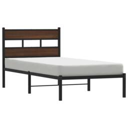 Berkfield Home Bed Frame without Mattress with Headboard Brown Oak 100x200 cm - thumbnail 1