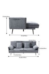 Living and Home 3-Seater Contemporary Convertible Sofa Bed with 2 Pillows in Grey - thumbnail 6
