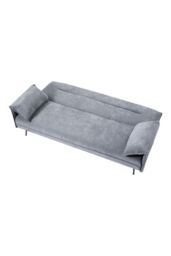 Living and Home 3-Seater Contemporary Convertible Sofa Bed with 2 Pillows in Grey - thumbnail 2