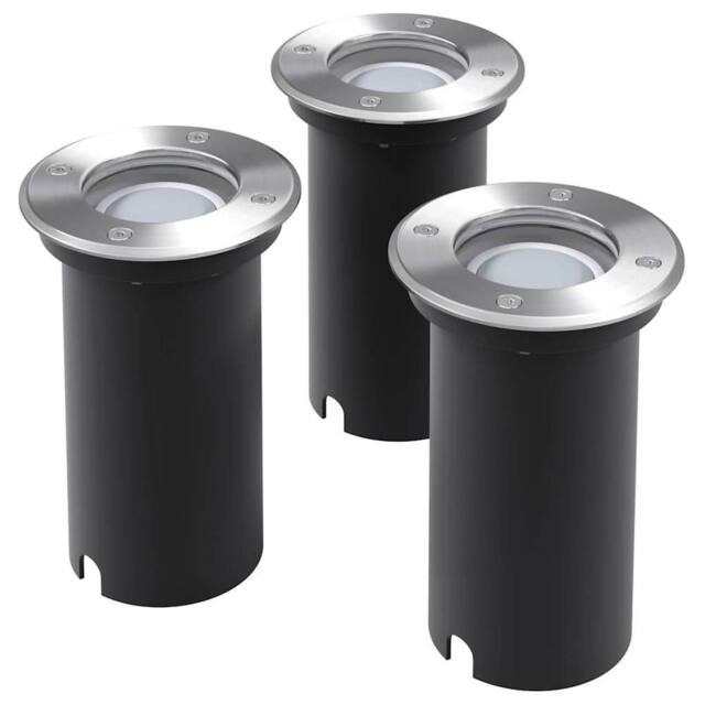 Berkfield Home Outdoor LED Ground Lights 3 pcs Round in Silver - image 1