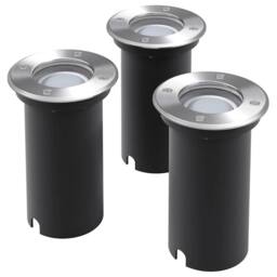Berkfield Home Outdoor LED Ground Lights 3 pcs Round in Silver - thumbnail 1
