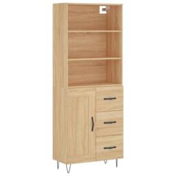 Berkfield Home Highboard Sonoma Oak 69.5x34x180 cm Engineered Wood in Light Oak - thumbnail 1