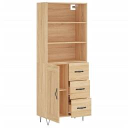 Berkfield Home Highboard Sonoma Oak 69.5x34x180 cm Engineered Wood in Light Oak - thumbnail 4