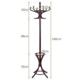 KORVIXA Wooden Coat Rack Hat Hanger Free Standing in Brown - thumbnail 2