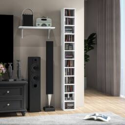 HOMCOM 204 CD Storage Tower, Tall Bookcase Bookshelf with 12 Cubes in White - Size: 6ft - thumbnail 1