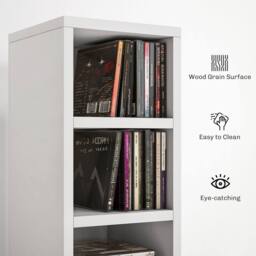 HOMCOM 204 CD Storage Tower, Tall Bookcase Bookshelf with 12 Cubes in White - Size: 6ft - thumbnail 5