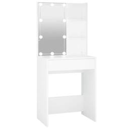 Berkfield Home White Dressing Table with LED White 60x40x140 cm - Size: 60 x 40 x 140 cm - thumbnail 3