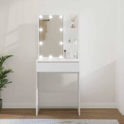 Berkfield Home White Dressing Table with LED White 60x40x140 cm - Size: 60 x 40 x 140 cm - thumbnail 2