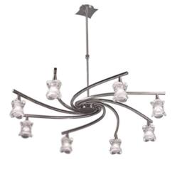 Netlighting Rosa Del Desierto Telescopic Pendant 8 Light G9 Satin Nickel in Grey