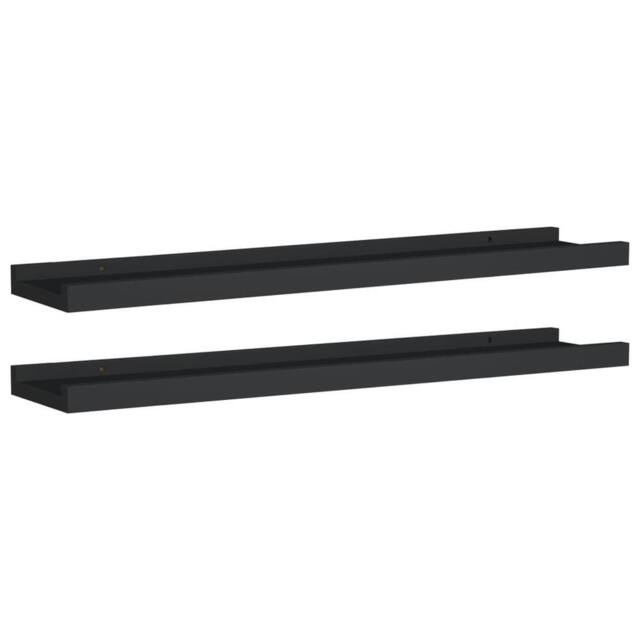 Berkfield Home Picture Frame Ledge Shelves 2 pcs Black 60x9x3 cm MDF - Size: 60 x 9 x 3 cm - image 1