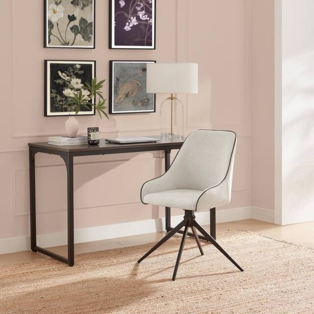 FurnitureboxUK Beaumont Cream Fabric Swivel Office Chair - image 1