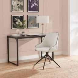 FurnitureboxUK Beaumont Cream Fabric Swivel Office Chair - thumbnail 1