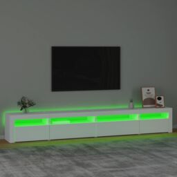 Berkfield Home TV Cabinet with LED Lights White 270x35x40 cm - Size: 270 x 35 x 40 cm - thumbnail 4