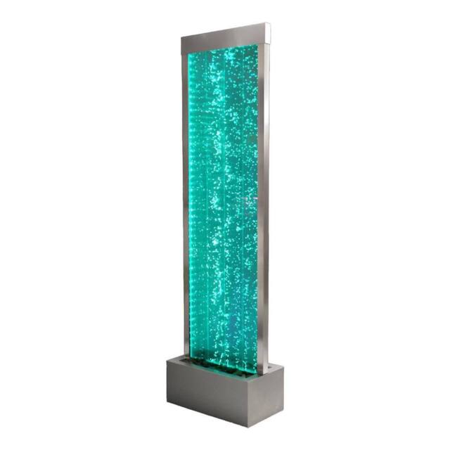 Primrose Bubble Water Wall Stainless Steel Feature Colour Changing LEDs 184cm in Metallic Silver - image 1