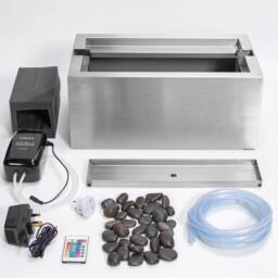 Primrose Bubble Water Wall Stainless Steel Feature Colour Changing LEDs 184cm in Metallic Silver - thumbnail 4