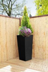 Primrose Black Flared Tapered Outdoor Planter Zinc Galvanised Pot 116cm x 52cm - Size: 116 cm x 52 cm - thumbnail 4
