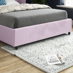 Casani Zampa Curved Top Curved Winged Upholstered Soft Velvet Bed Frame in Pink - Size: Single - thumbnail 3