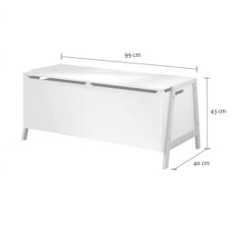 CALICOSY Storage Chest With 2 Compartments For Children, 99 Cm Long - LEON in White - thumbnail 9