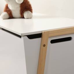 CALICOSY Storage Chest With 2 Compartments For Children, 99 Cm Long - LEON in White - thumbnail 5