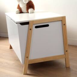 CALICOSY Storage Chest With 2 Compartments For Children, 99 Cm Long - LEON in White - thumbnail 4