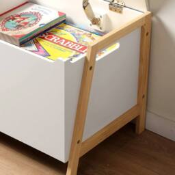CALICOSY Storage Chest With 2 Compartments For Children, 99 Cm Long - LEON in White - thumbnail 6