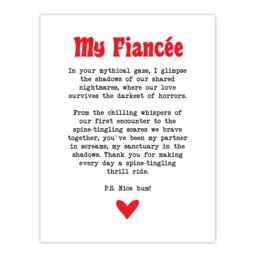"Artery8 Love Poem Horror Fan Fiancée Romantic Poetry Fun Wall Art Print in White - Size: W24"" x H32""" - thumbnail 1