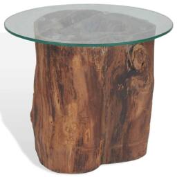 Berkfield Home Coffee Table Teak Glass 50x40 cm in Brown - thumbnail 5