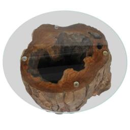 Berkfield Home Coffee Table Teak Glass 50x40 cm in Brown - thumbnail 8