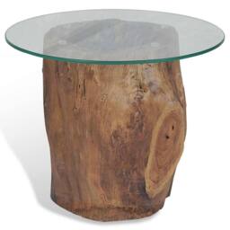 Berkfield Home Coffee Table Teak Glass 50x40 cm in Brown - thumbnail 4