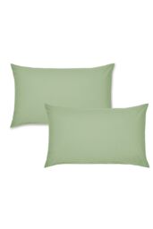 Catherine Lansfield 'Easy Iron Percale' Standard Pillowcase Pair in Light Green - Size: Standard Pillow Case - thumbnail 3