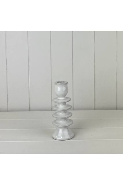 KDMD Grey Cosy Glazed Ceramic Candle Holder with Textured Detail - 16mm - image 1