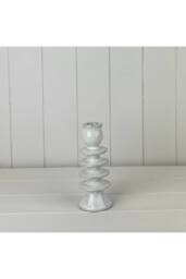 KDMD Grey Cosy Glazed Ceramic Candle Holder with Textured Detail - 16mm