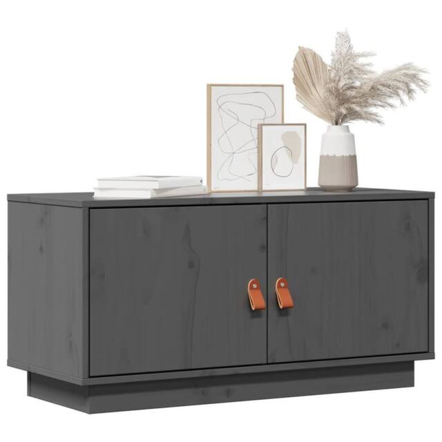 Berkfield Home TV Cabinet Grey 80x34x40 cm Solid Wood Pine - Size: 80 x 34 x 40 cm - image 1