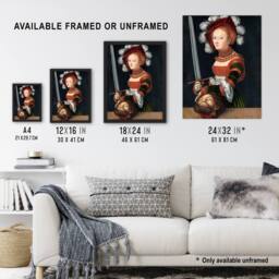 Artery8 Lucas Cranach Judith With The Head of Holofernes Framed Wall Art Print - Size: A4 - thumbnail 3