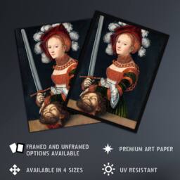 Artery8 Lucas Cranach Judith With The Head of Holofernes Framed Wall Art Print - Size: A4 - thumbnail 2