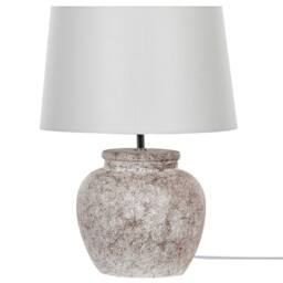 Wyld and Coco Beige Ceramic Table Lamp 50cm - Crackled Texture White Shade - thumbnail 4