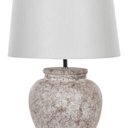 Wyld and Coco Beige Ceramic Table Lamp 50cm - Crackled Texture White Shade - thumbnail 2
