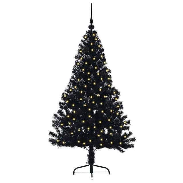 Berkfield Home Beautiful Artificial Pre-lit Christmas Tree Black 150 cm PVC - image 1