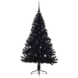 Berkfield Home Beautiful Artificial Pre-lit Christmas Tree Black 150 cm PVC - thumbnail 4