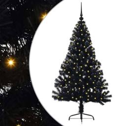 Berkfield Home Beautiful Artificial Pre-lit Christmas Tree Black 150 cm PVC - thumbnail 3