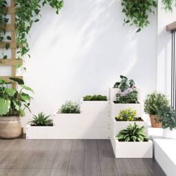 Berkfield Home Beautiful Garden Planter 4-Tier 80.5x79x36 cm White Solid Wood Pine