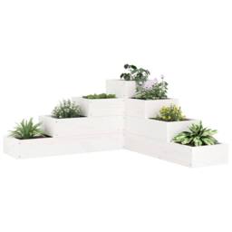 Berkfield Home Beautiful Garden Planter 4-Tier 80.5x79x36 cm White Solid Wood Pine - thumbnail 2