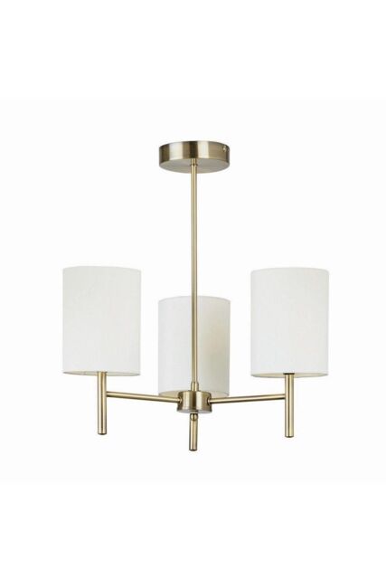Netlighting Brio 3 Light Semi Flush Multi Arm Ceiling Light Antique Brass E14 in Gold - image 1