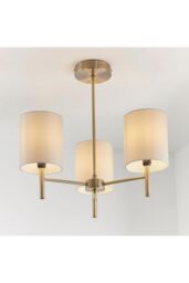 Netlighting Brio 3 Light Semi Flush Multi Arm Ceiling Light Antique Brass E14 in Gold - thumbnail 2