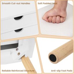 Gymax Mirror Dressing Table & Chair Set Vanity Desk With Lights 6 Drawers in White - thumbnail 5