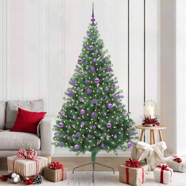Berkfield Home Artificial Pre-lit Christmas Tree Green 210 cm PVC - image 1