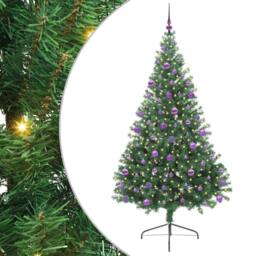 Berkfield Home Artificial Pre-lit Christmas Tree Green 210 cm PVC - thumbnail 2