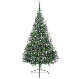 Berkfield Home Artificial Pre-lit Christmas Tree Green 210 cm PVC - thumbnail 3