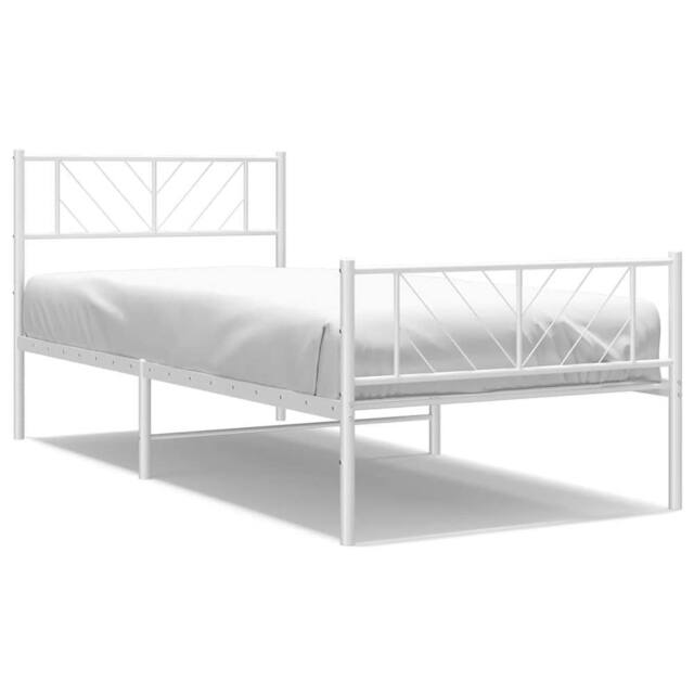 Berkfield Home Metal Bed Frame with Headboard & Footboard White 100x200 cm - image 1