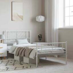 Berkfield Home Metal Bed Frame with Headboard & Footboard White 100x200 cm - thumbnail 3
